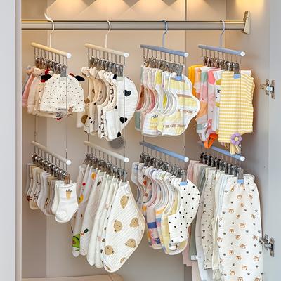 Cintre à Double Couche avec Pinces un Organisateur de Vêtements Gain de Place Convient pour Bavoirs Chapeaux Et Chaussettes Doté d'un Design Métallique Durable Séchoir