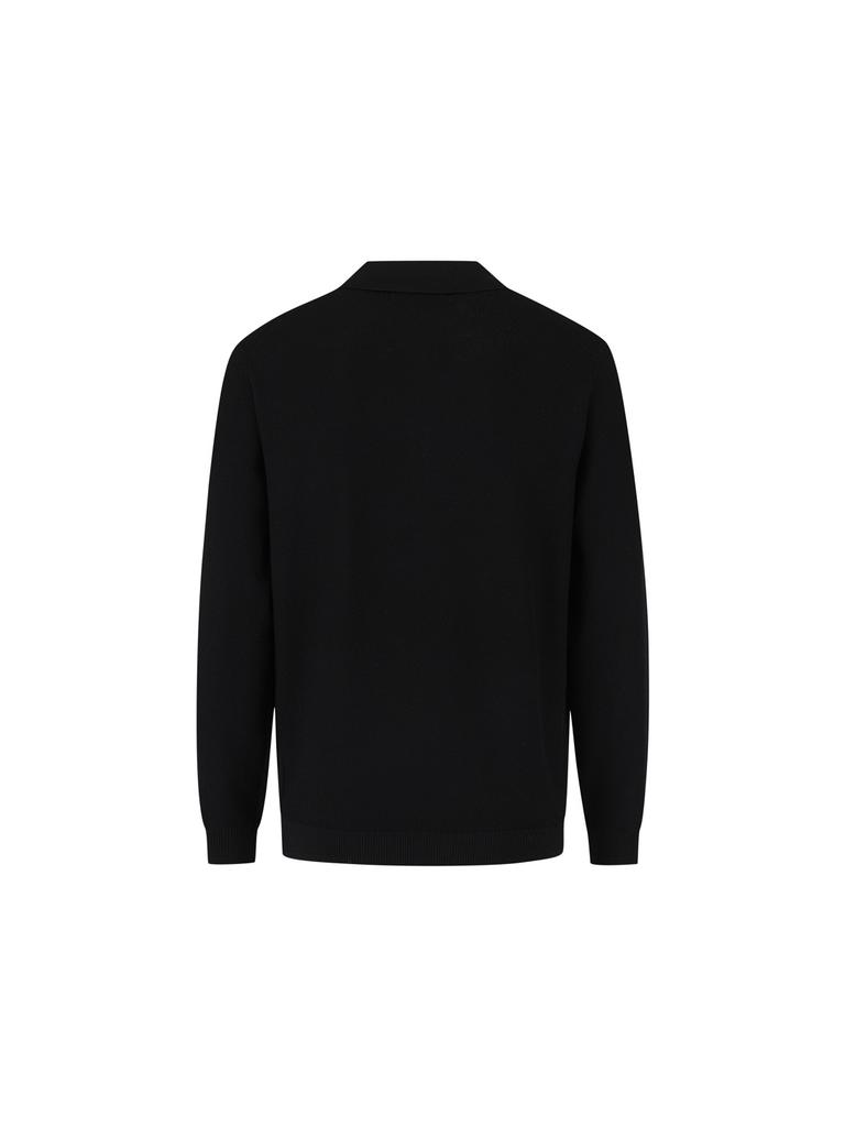 And Z Men'S Machine Washable Knit Collared Long Sleeve Tee_Blg1Et1002Bk