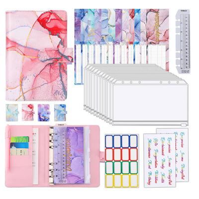 Useful Accounting Book Multifunctional A6 Faux Leather Money Budget Planner Binder Notebook