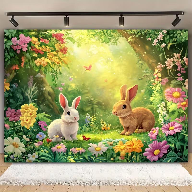 2D Enchanted Forest Rabbit Backdrop for Baby & Toddler Studio Shoots