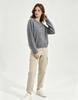 Women's Round Neck Pearl Button Wool Cashmere Knit Cardigan JM8305
