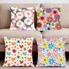 Colorful Flowers Cushion Cover Premium Comfort Reversible Pillow Cove -Two In One Design for Any Room & Car Interior