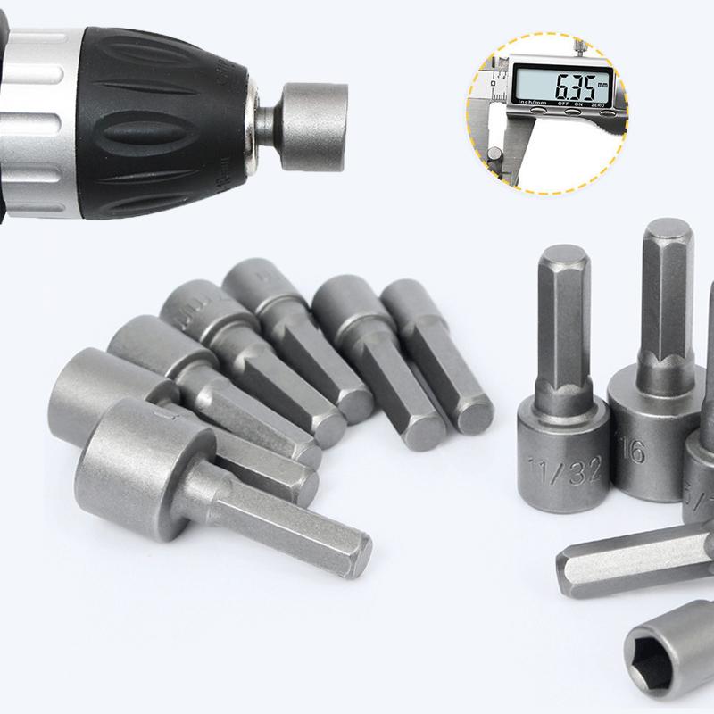 Hexagonal Bit Socket 1/4" Hex Shank Hex Nut Socket 9/14 Pcs Electric Drill Bit Set Household Auto Repair Tool