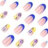 French Blue Lemon Fake Nails - Short Round Tips for a Fresh Look
