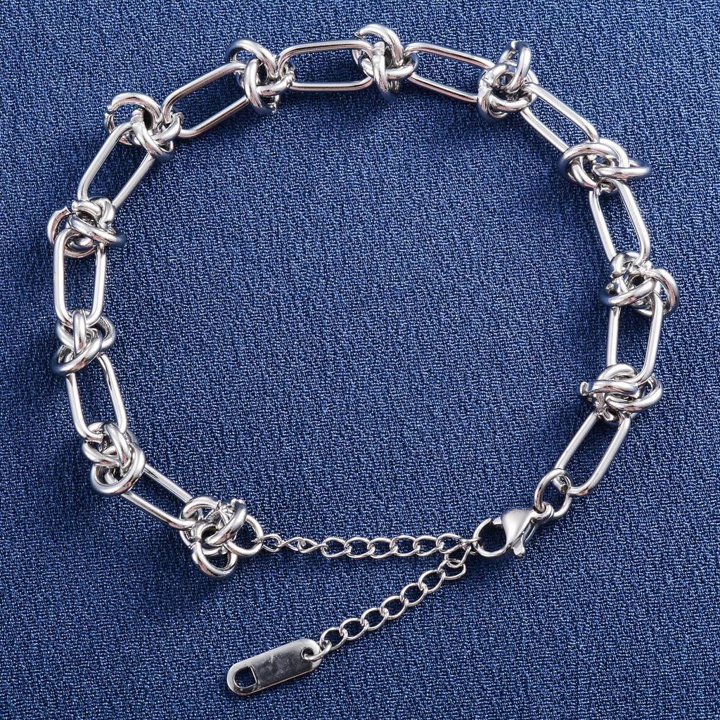 Vintage Women Bracelet Stainless Steel Knoting Link Chain for Men Hand Bangle Ankle Anklet Silver/Gold Jewelry Accessories