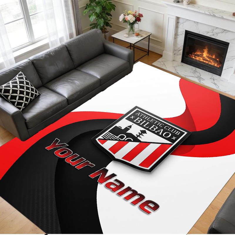 Crystal Velvet Rug Custom Name Text, Soft Non Slip Floor Mat Home DecorAthletic Bilbao FC