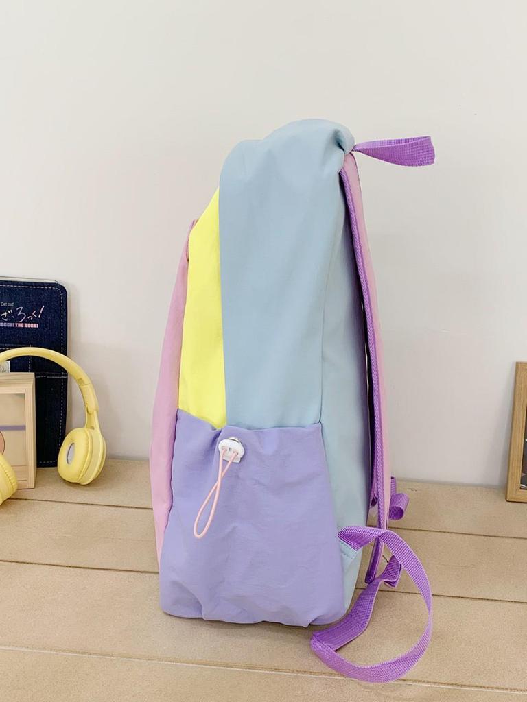 Large Capacity Color Block Lightweight Casual Backpack - Fashionable, Versatile, and Load-Reducing for Outdoor Travel and School