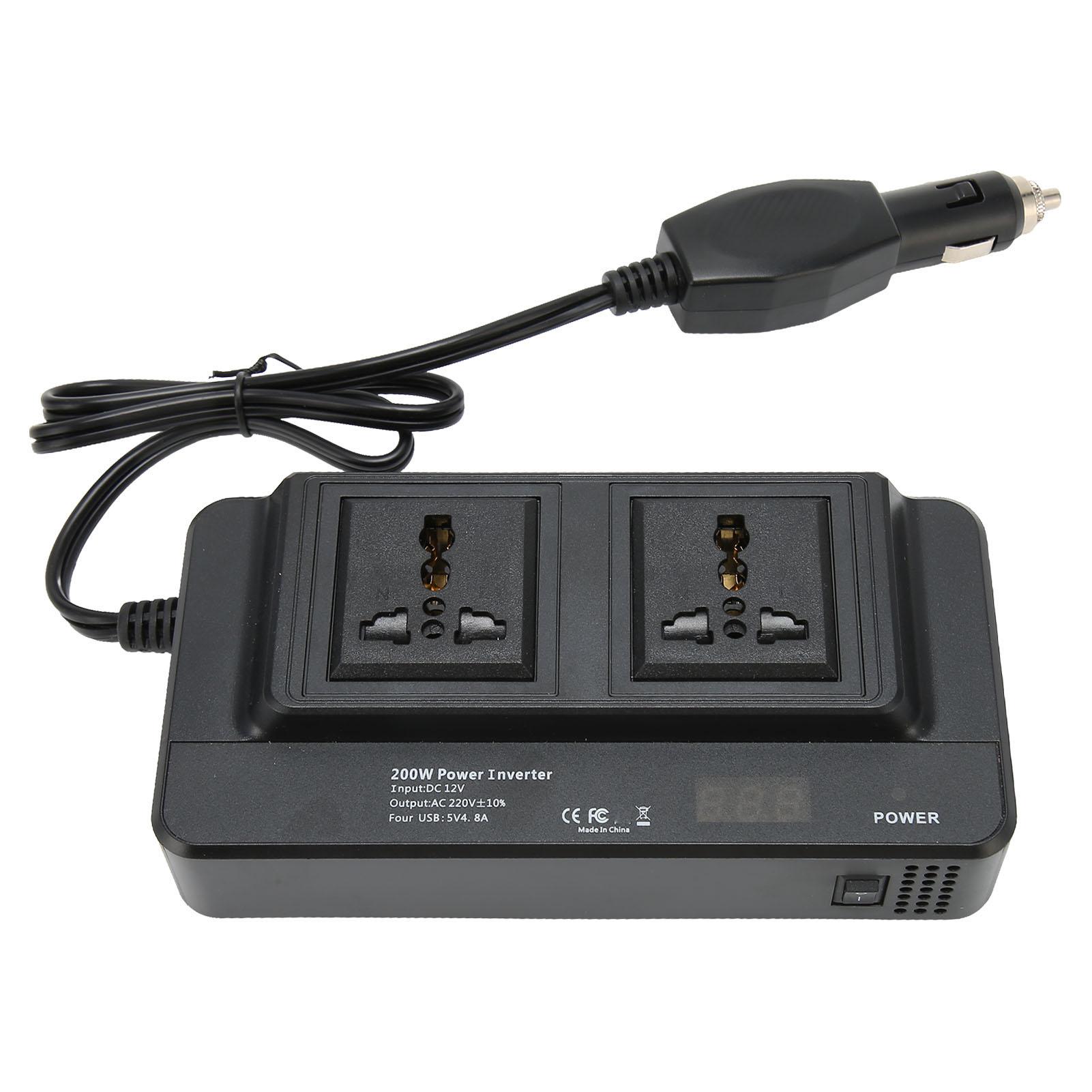 

200 Вт Инвертор постоянного тока 12 В в 220 В переменного тока с 2,1 А 4-портовый USB Multi Protection Универсальный для транспортных средств