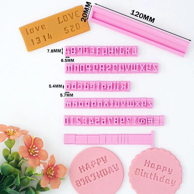 Alphabet A-Z Letter & Symbol Cookie Stamp Set Number Uppercase Letter Lowercase Letter Full Font Set Cake Clay Embosser Stamp