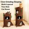 All-in-one Tree Hole Cat Bed 2 Floors/3 Floors Cats Tunnel Condo  Scratching/Sleeping/Playing