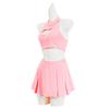 Death Note Misa Amane Rosa Cheerleader Rock Cosplay Kostüm Set, Herzmuster Anime Genaues Outfit, Halloween Convention