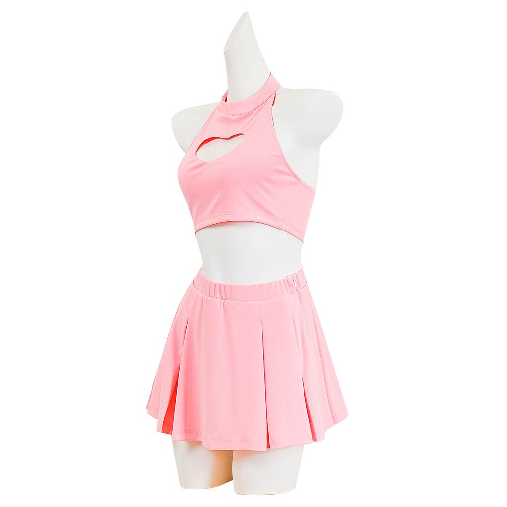 Death Note Misa Amane Rosa Cheerleader Rock Cosplay Kostüm Set, Herzmuster Anime Genaues Outfit, Halloween Convention