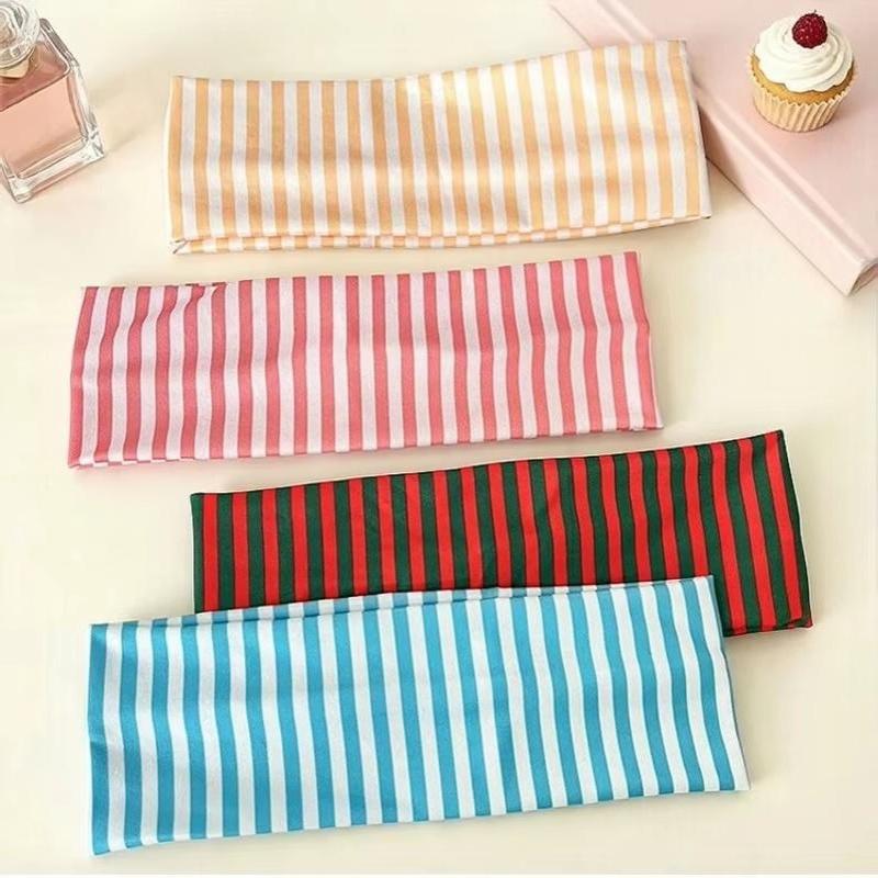 Stretchy Wide Striped Headbands Soft Non-Irritating Breathable Fabric 6 Color Choices for Yoga Travel Daily Wear