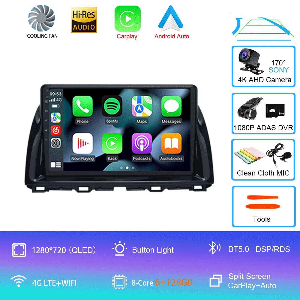 Car Radio Android 14 Carplay Auto For Mazda CX5 2011 - 2016 CX-5 CX 5 Navigation GPS video Player Stereo video DVD WIFI+4G