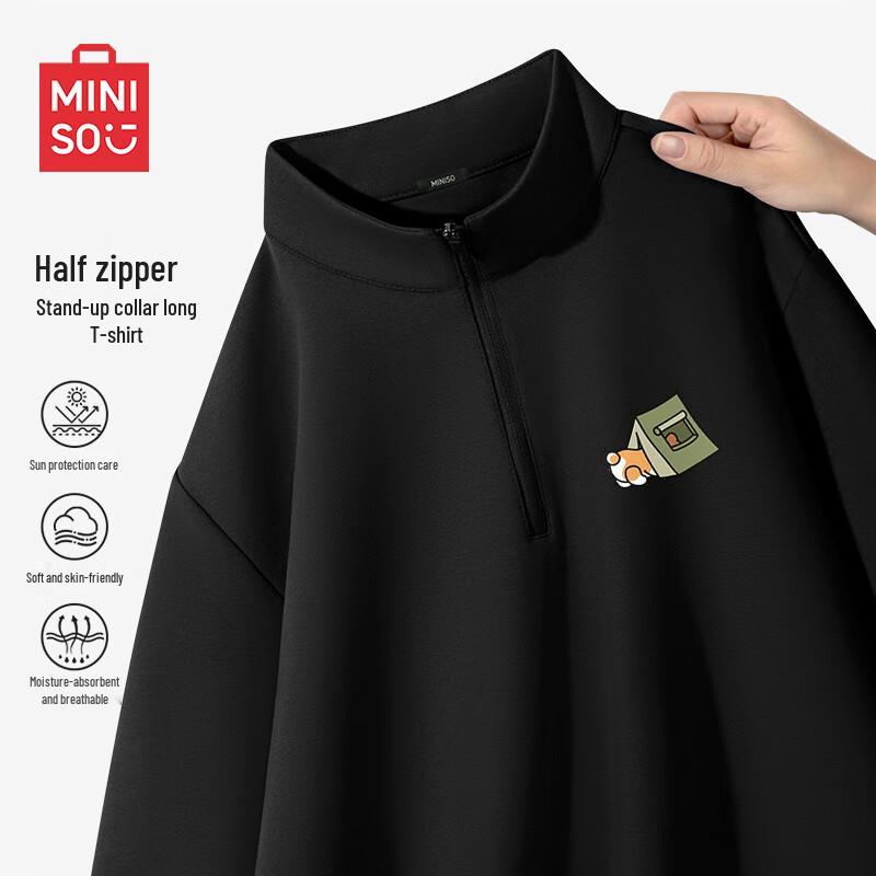 MINISO Men s Half-Zip Long Sleeve Quick-Dry Sport Top M