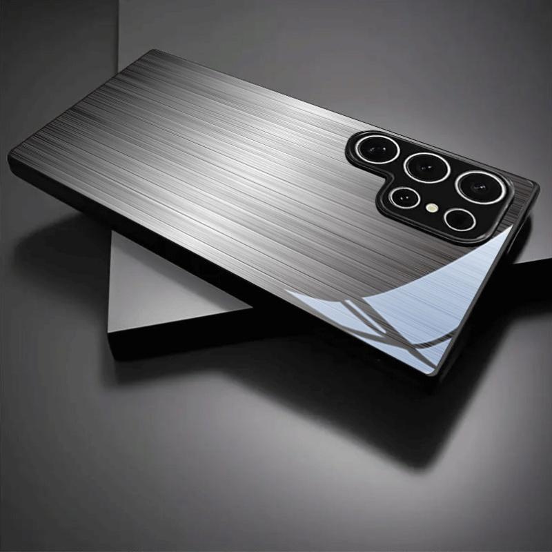 Advanced Fashion Black Brushed Glass Phone Case Suitable for Samsung Galaxy S26 S25 S24 S23 S22 S21 S20 FE/Ultra/Plus Anti Drop