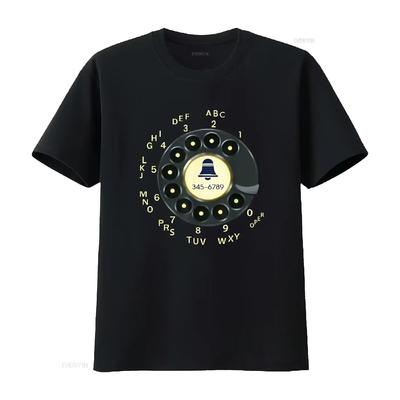 Retro Rotary Dial Phone T Shirt Vintage Washed Graphic Soft Breathable Top For Everyday Wear Designer Clothes Streetwear Homme