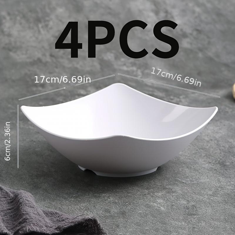 4pcs Plastic Soup Bowls Set, Square Dinner Plates for Home Use, Western Salad Plate, Cold Noodle Bowl, Casual Style