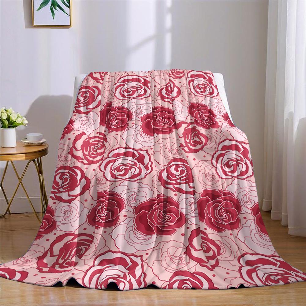 Blush Rose Flannel Blanket Warm Soft Halloween Christmas Couch Warm Cozy Decorative Decor Gift for All Season