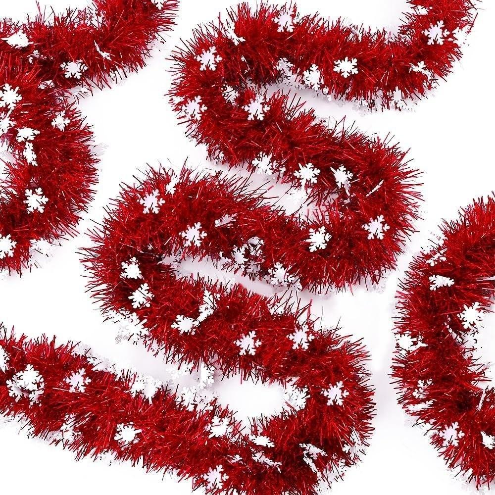 Metallic Christmas Snowflake Tinsel Garland for Christmas Tree Decoration