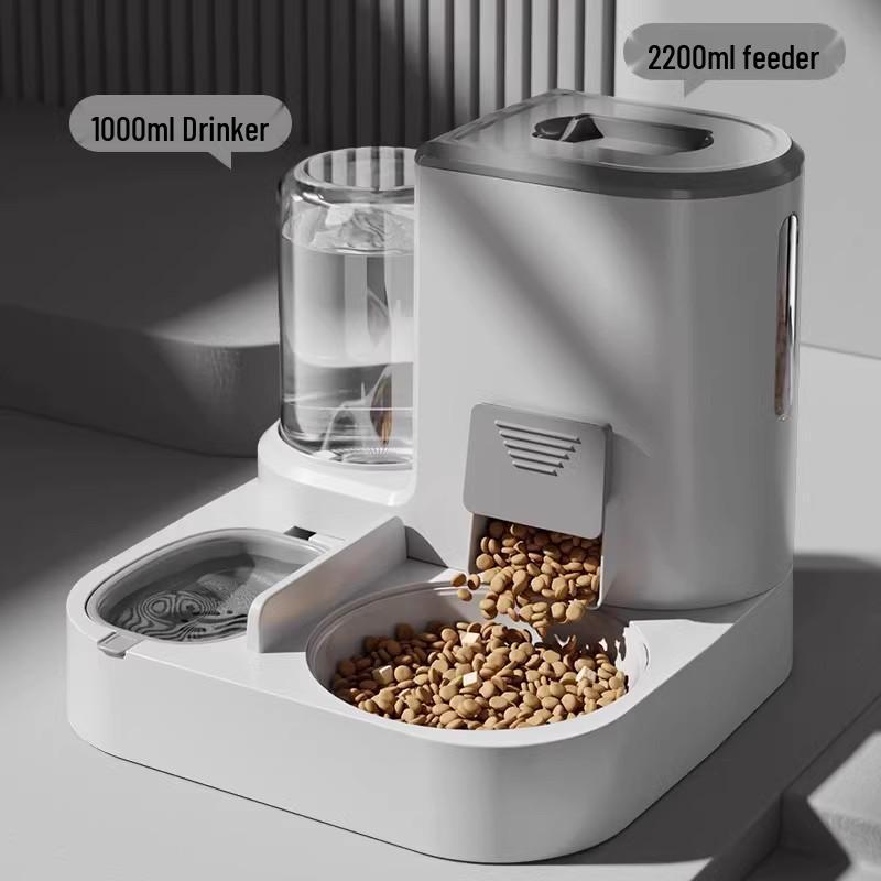 Automatic Pet Feeder & Water Dispenser: Dual Cat/Dog Bowls, Cervical Spine Protect, All-in-One Pet Supplies.