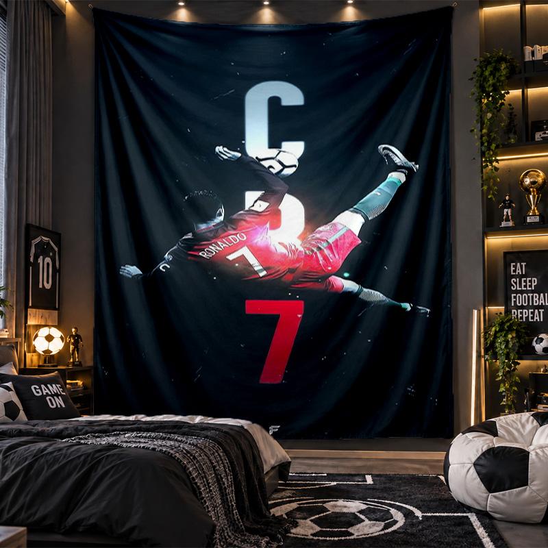 Tapisserie murale Tissu imprimé Cristiano Ronaldo pour salon chambre décoration de la maison