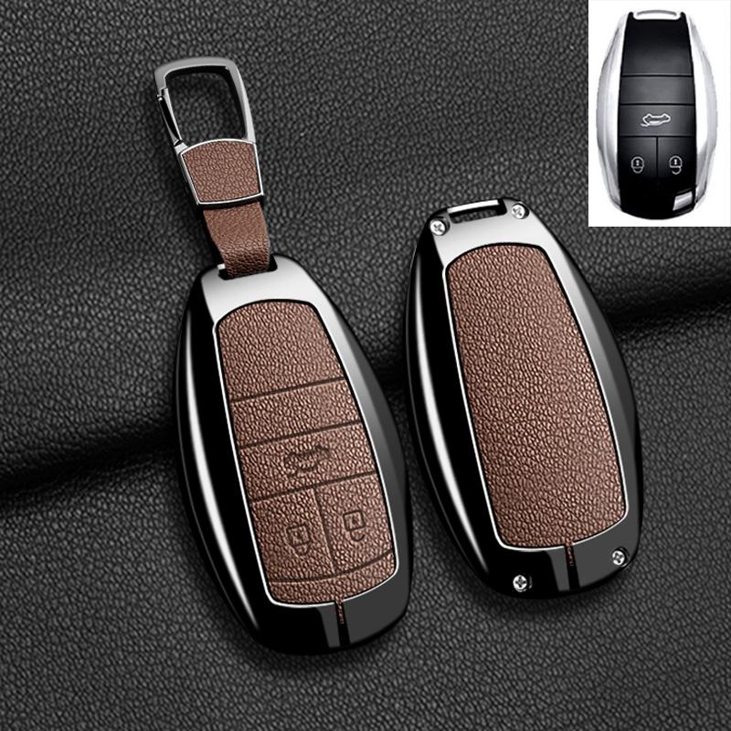 Metal+Leather Car Key Cover Shell Fob For Bentley Bentayga - 2Ahmv-Yk1 Car Key Case Cover For Bentley Keyring Accessorie