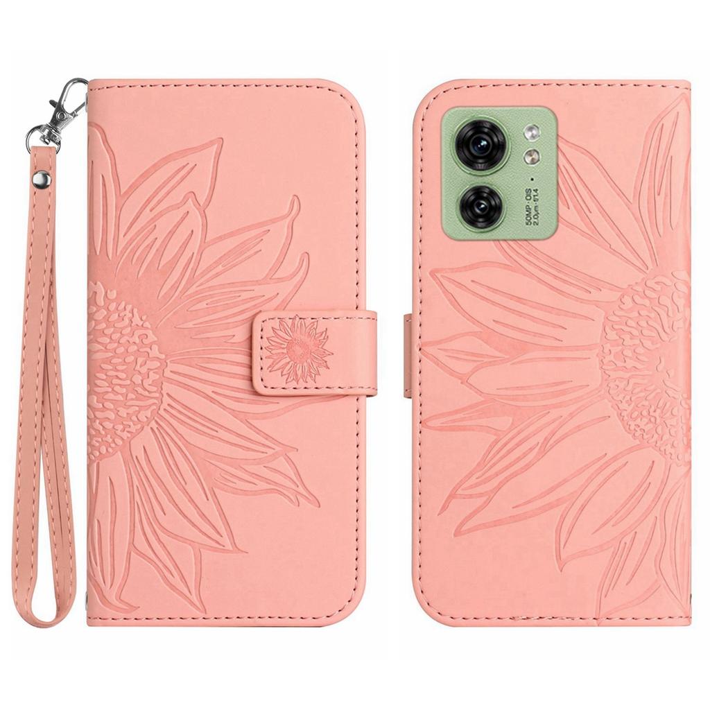 Suitable for Huawei Honor 90 Leather Case MOTO G14 Frosted Sunflower Card Wallet Oblique Span Protective Cover Hand Rope