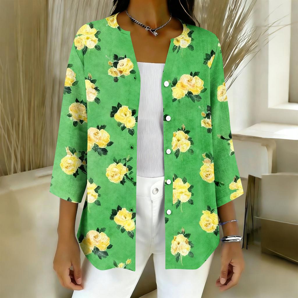 T-shirts à manches 3/4 pour femmes T-shirts graphiques Chemises Hauts basiques décontractés Pulls