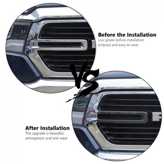 2x Vordere Kühlergrill-Einsatzabdeckung Zierleiste Für Dodge Ram 1500 + Karbonfaser-Muster