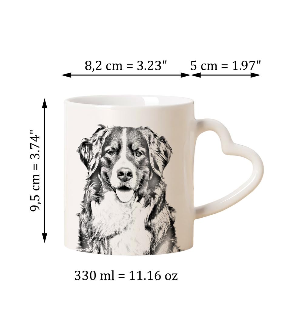 Bernese Mountain Dog, Berner Sennenhund - Cup with a Dog, Adorable Cup with a Heart-shaped Handle, Universal Gift from the Art-Dog Brand