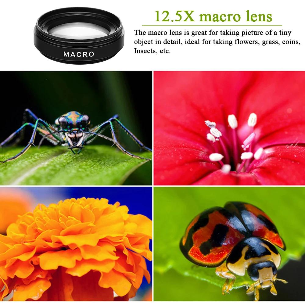 Universal 2 IN 1 Lens Clip 37mm Mobile Phone Lens Professional 0.45x 49uv Super Wide-Angle + Macro HD Lens for iPhone Xiaomi 12