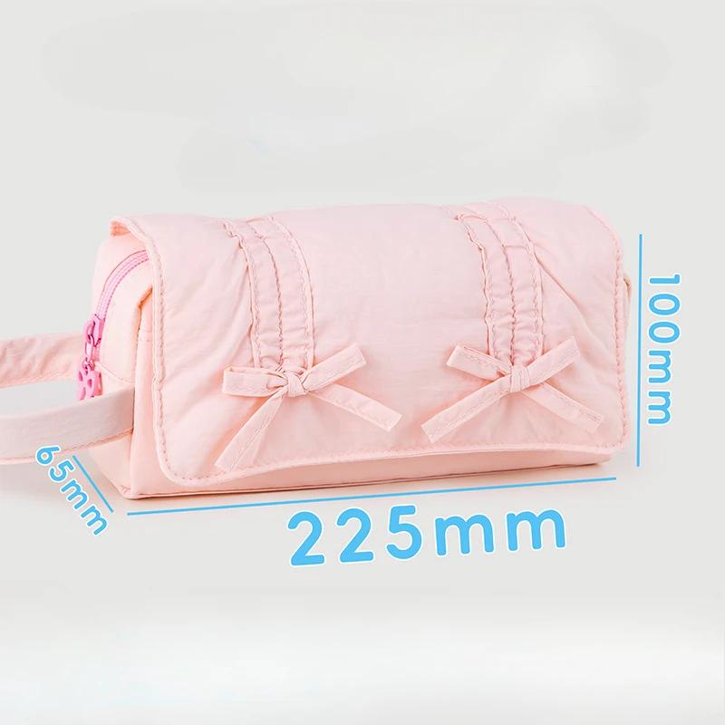 Simplicity Lace Korean Fashion Pecnil Case for Kids Solid Color Lace Ballet Bow Stationery Storage Bag Portable Cute Pencil Bag