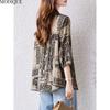MODIQUE Spring Summer Plus Size New Women Loose Vintage Print Blouse Shirts Female Casual Folk Oversize Short Sleeve V-Neck Top