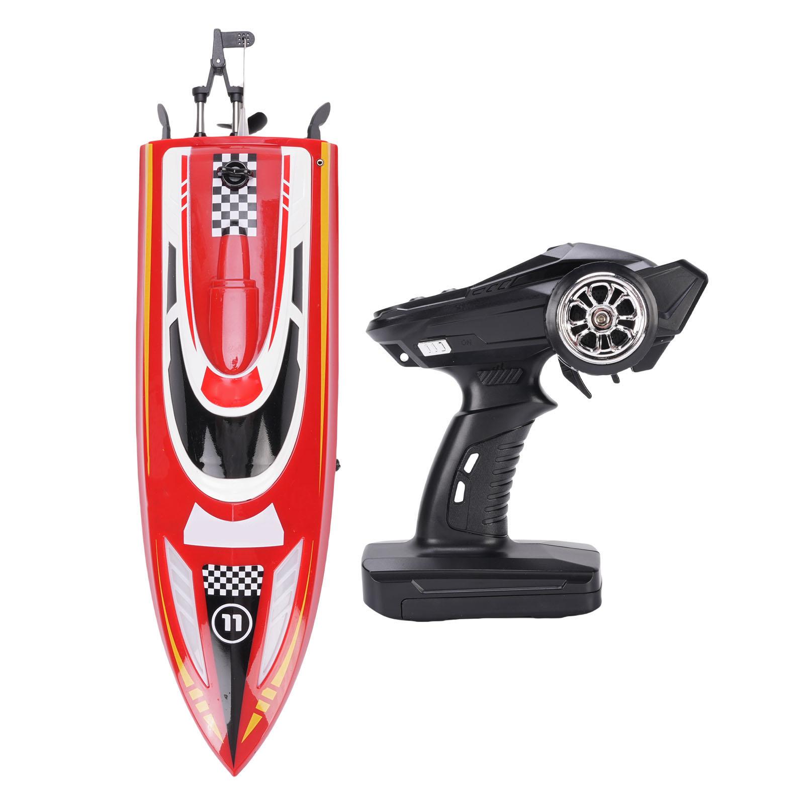 

RC Boat Remote Control Speedboat with Brush Motor Low Battery Alarm Capsize Recovery Stunt Rolling