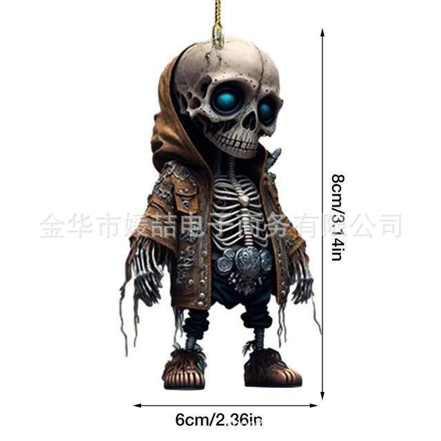 Skull Acrylic Colorful Car Hanging Decoration For Retro Halloween Decor Home