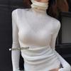 White Soft Waxy Knitted Sweater Women's Spring Slim-fit Inner Heap Collar Long-sleeved Top High-end Bottoming Shirt
