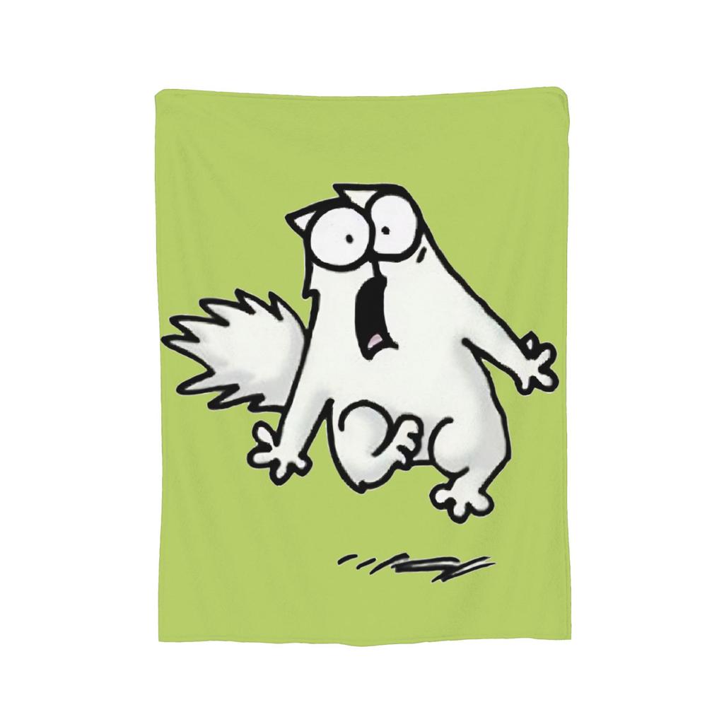 Simons Cat Humorous Cat Flannel Blankets Novelty Throw Blankets for Home Hotel Sofa 125*100cm Bedspreads,
