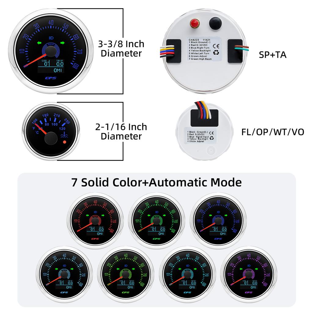 6 Gauge Set Digital GPS Speedometer Tachometer Fuel Gauge Water Temp Oil Pressure Voltmeter With Sensors For Boat Car Customized