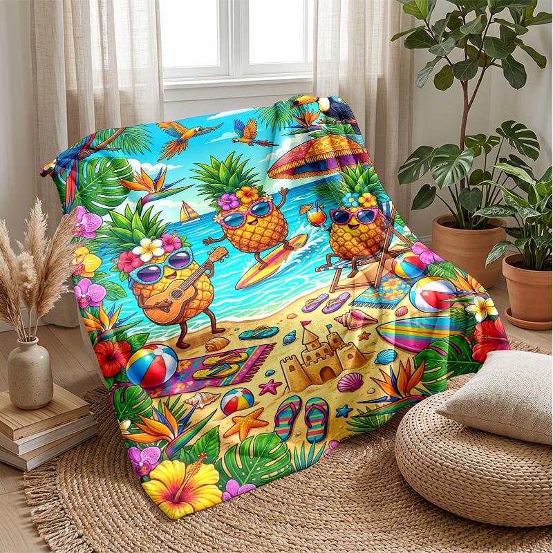 Pineapple Bubbles Rainbow Art Theme blanket Lightweight Warm Flannel Blanket Decorative Throw Blanket for Home Decoration