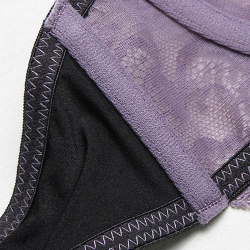 Sexy Dessous Ultradünner Transparenter Spitzen BH in Übergröße für Große Brüste Kleines Anti-Hänge Unterwäsche Set