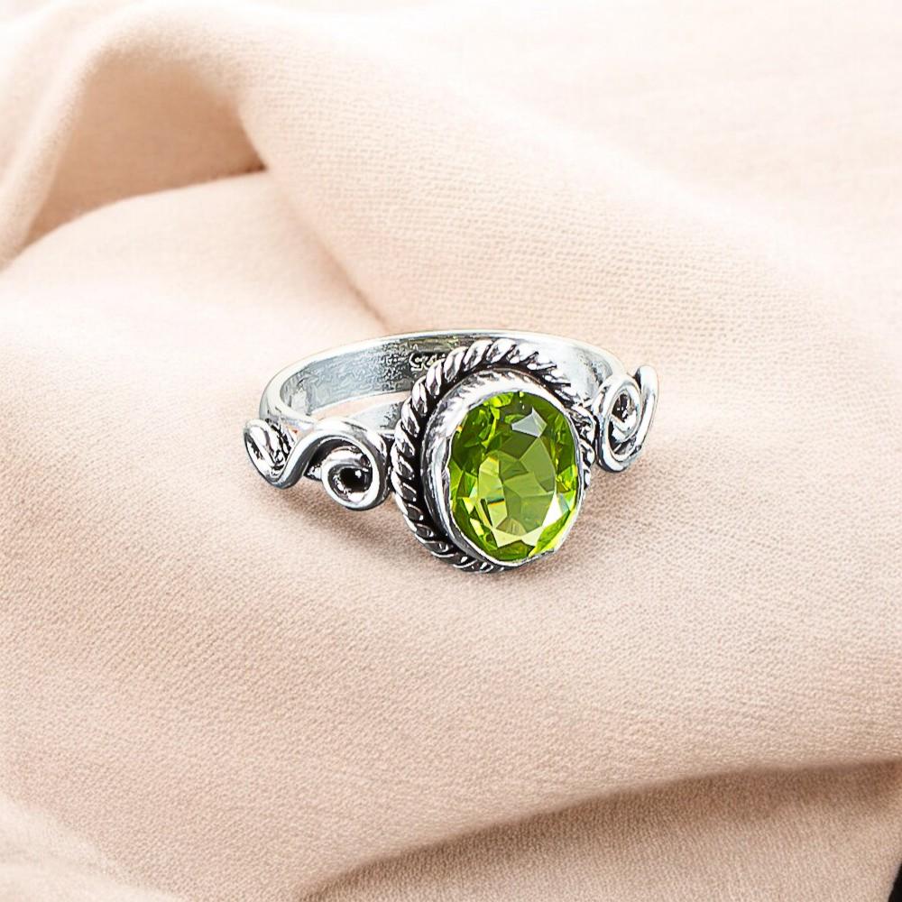Peridot Gemstone 925 Sterling Silver Jewelry Handmade Boho Ring For Women Gift RR-14-4