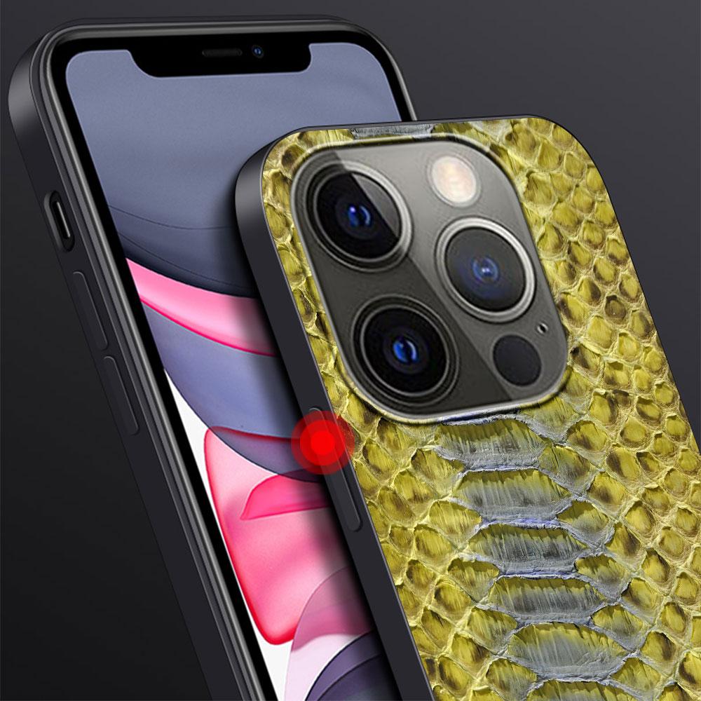 Snake Skin Case for Apple iPhone 14 11 7 SE 2020 8 X XS 13 12 Mini XR 15 Pro Max Silicone Black Soft Phone Cover