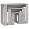 3 Piece Nesting Tables Concrete Grey Engineered Wood