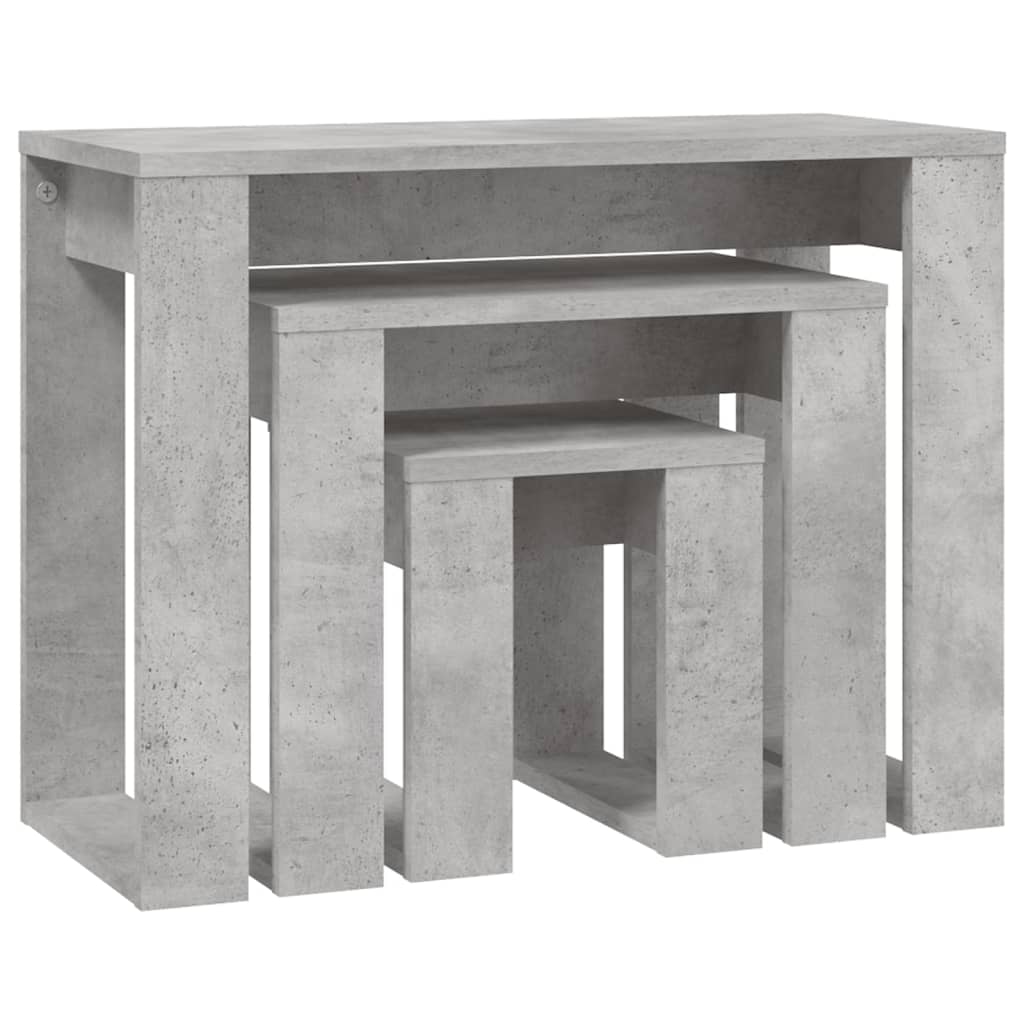 3 Piece Nesting Tables Concrete Grey Engineered Wood