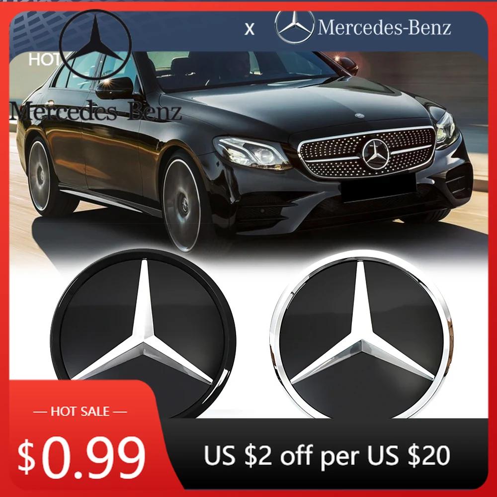 Heißer Autoaufkleber Schwarzer Rand 3D-Spiegel-Emblem für Mercedes Benz E-Klasse W213 2016-2020 Silbernes Auto Frontgrill Stern-Emblem Logo