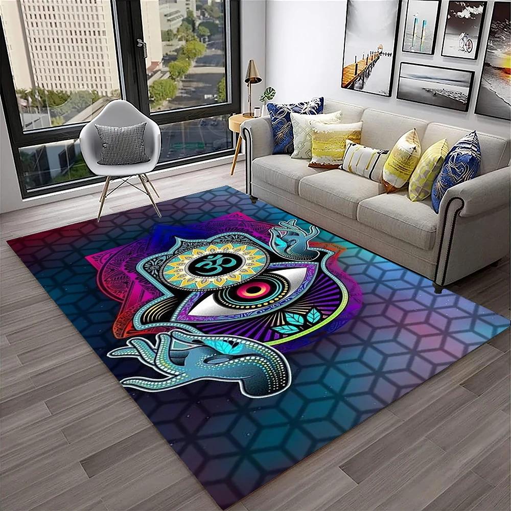 3D Evil Eye Nazar Tree of Life Carpet Rug for Home Living Room Bedroom Sofa Playroom Doormat Decor,Area Rug Non-slip Floor Mat