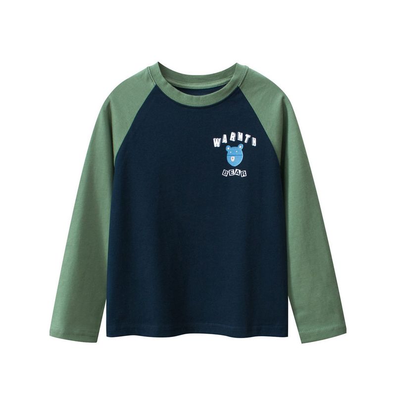 Children's Clothing Autumn New Style Raglan Sleeve Long-Sleeved T-Shirt for Older Children, Korean Style Cartoon Print Base Shirt for Boys and Girls