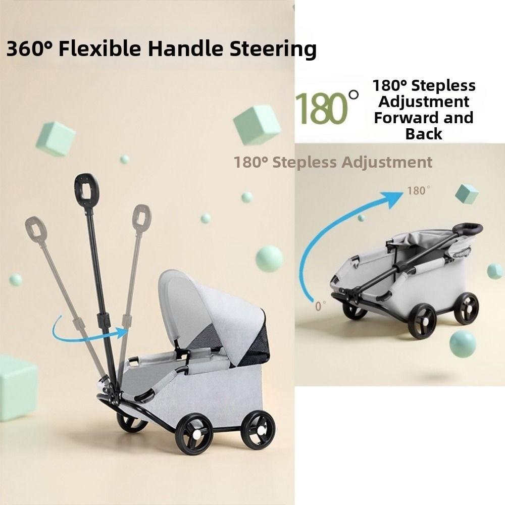 Dog Stroller Foldable Pet Stroller 4-Wheel with Sunshade Dog Carrier Cart Lightweight Portable Cat Cart Travel