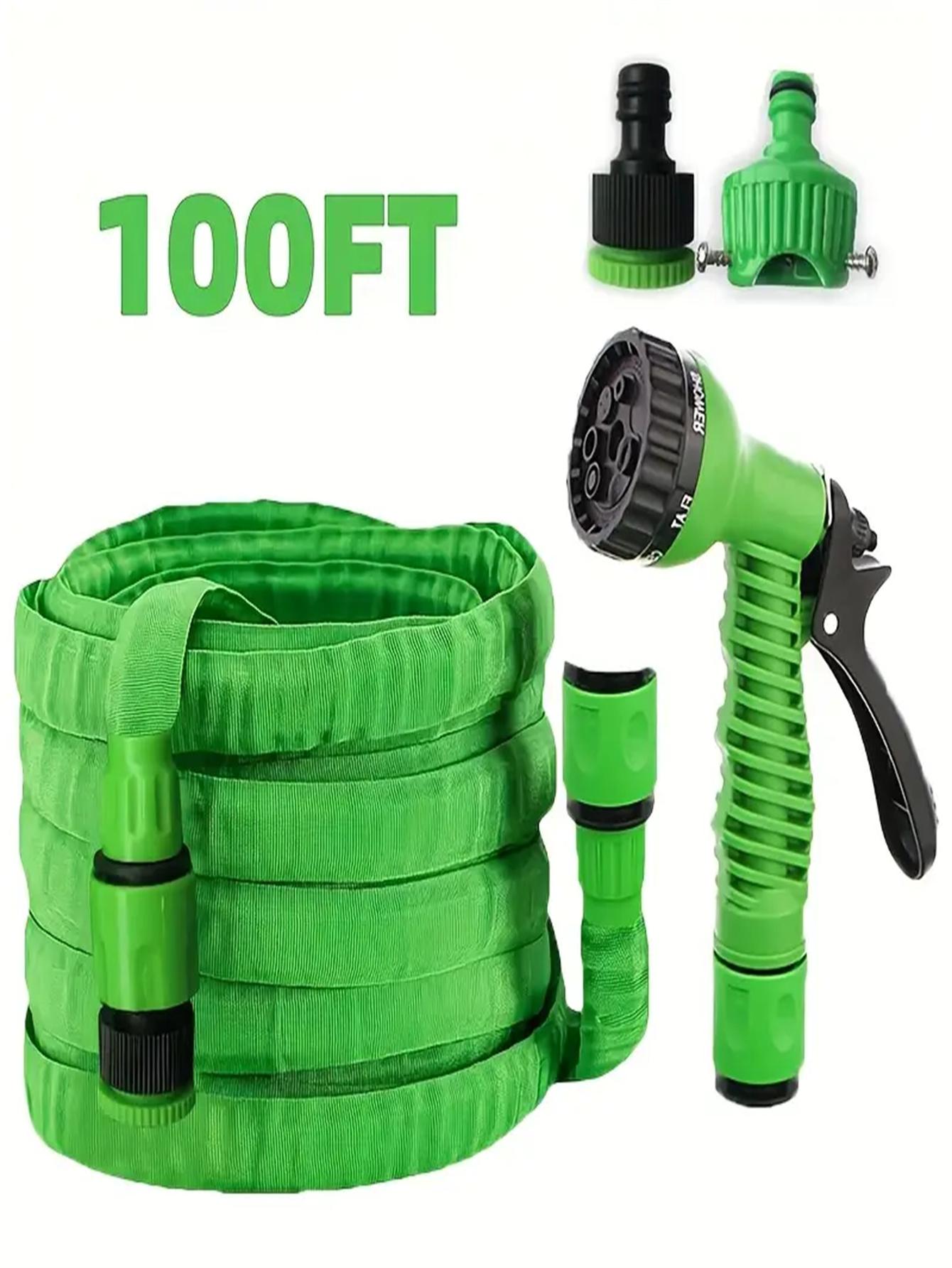 

Легкий садовый шланг 100 футов + насадка, Волшебный шланг, Расширяющийся шланг, Многоцелевой для полива под высоким давлением, Шланг для мойки автомобиля, Сжимающийся садовый шланг